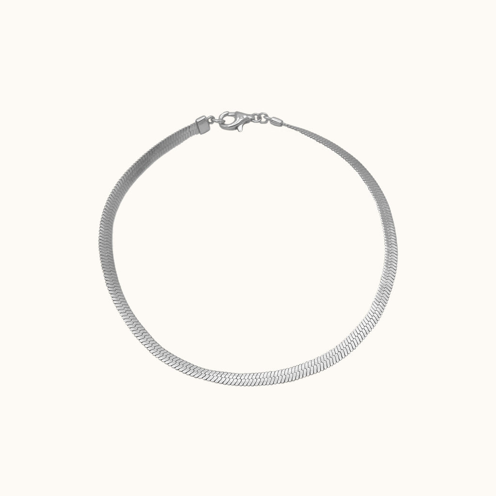 Silver Flat Herringbone Snake Chain Bracelets