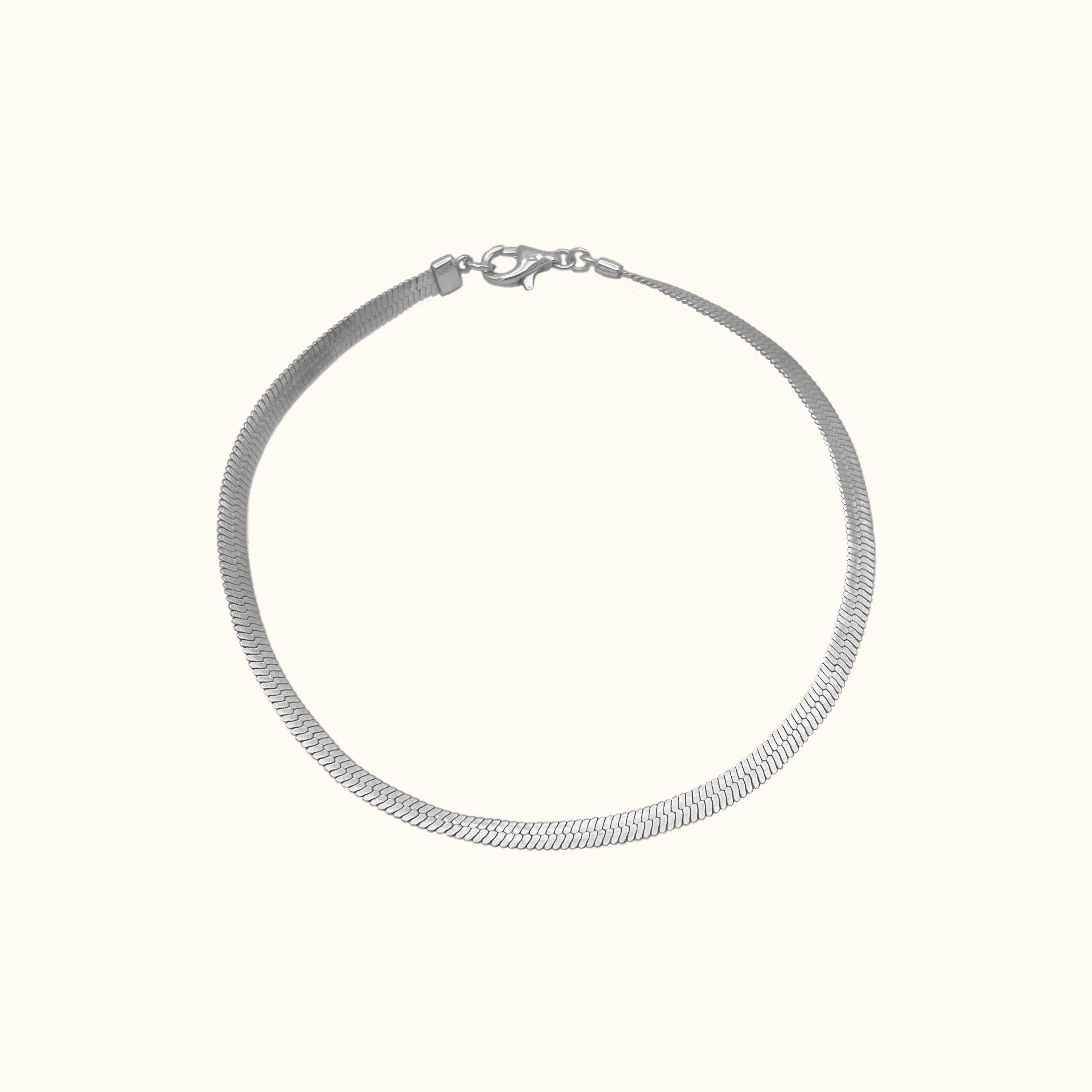 Silver Flat Herringbone Snake Chain Bracelets