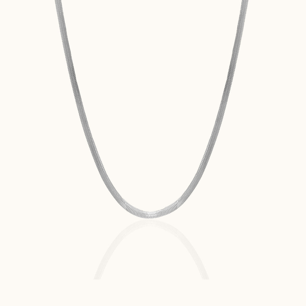 Silver Flat Herringbone Snake Chain Necklace