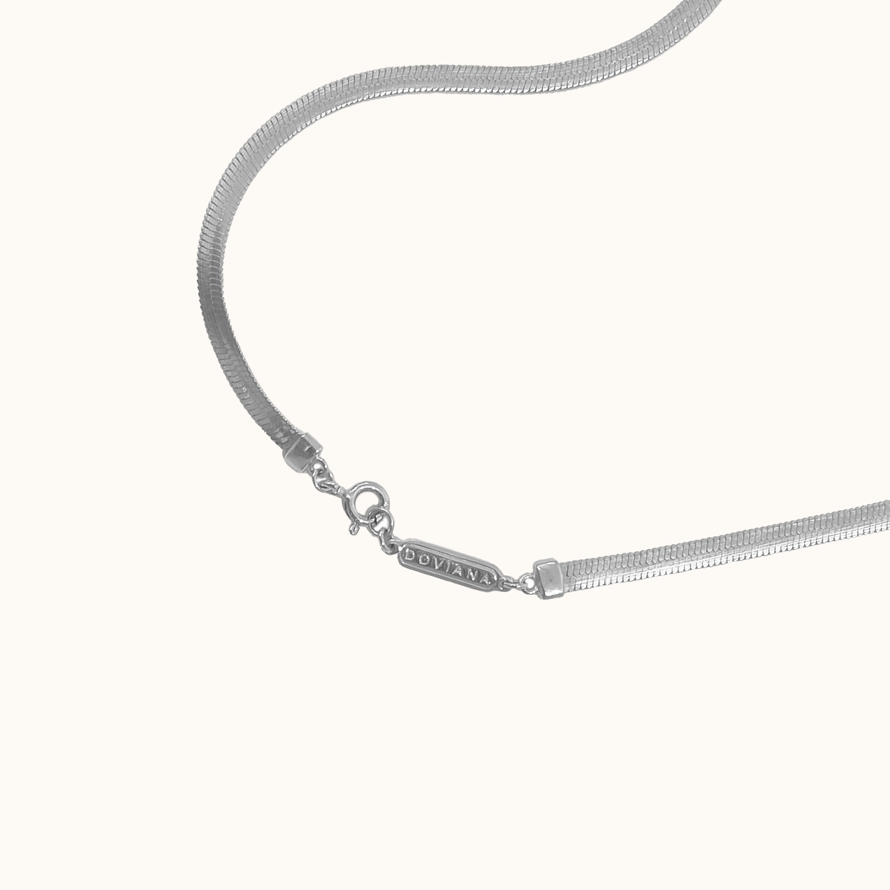 Silver Flat Herringbone Snake Chain Necklace