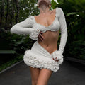Soft Girl Ruffled Trim Two Piece Set