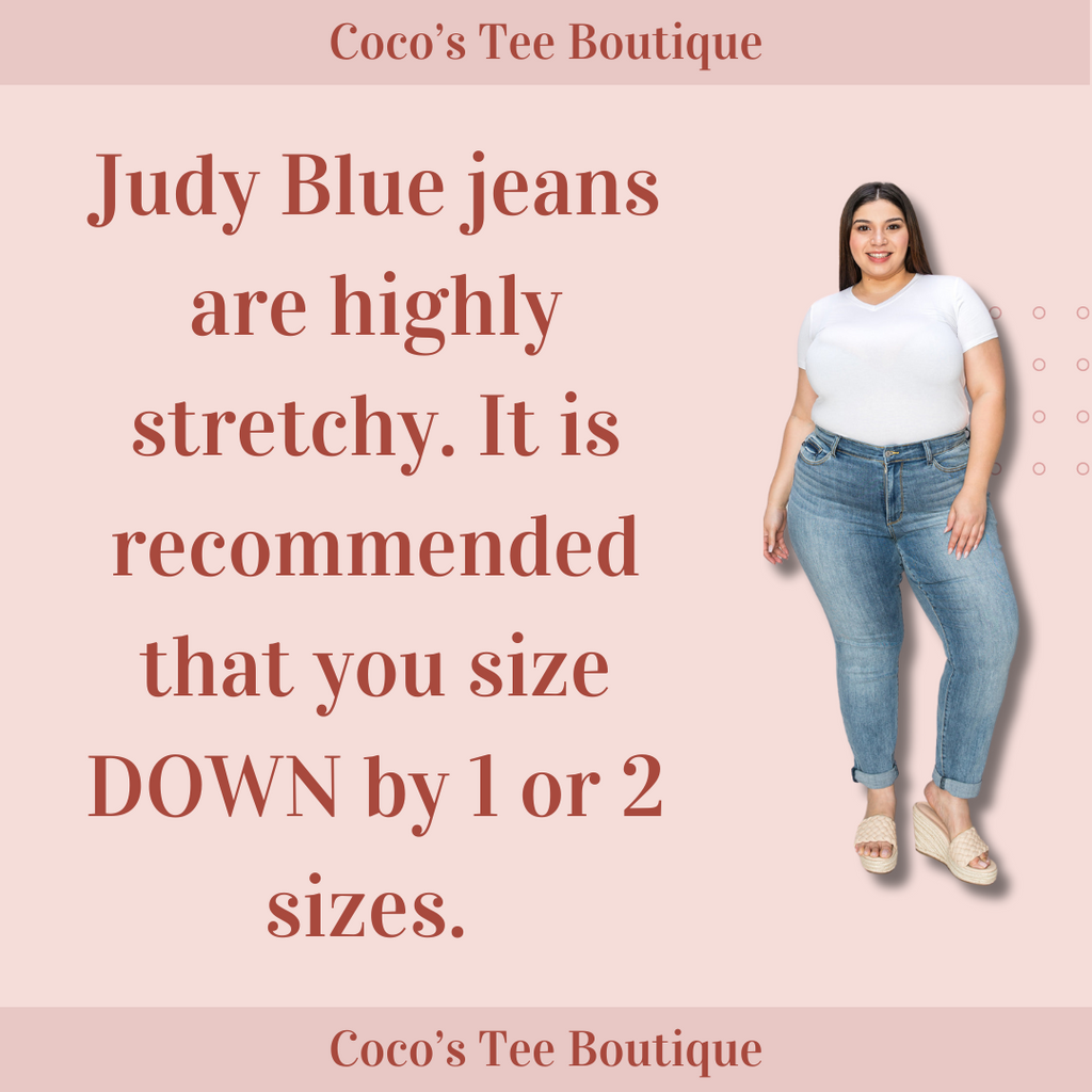 Judy Blue Full Size Mid Rise Rigid Jeans With Magic Release Hem For Women Size Down Friendly