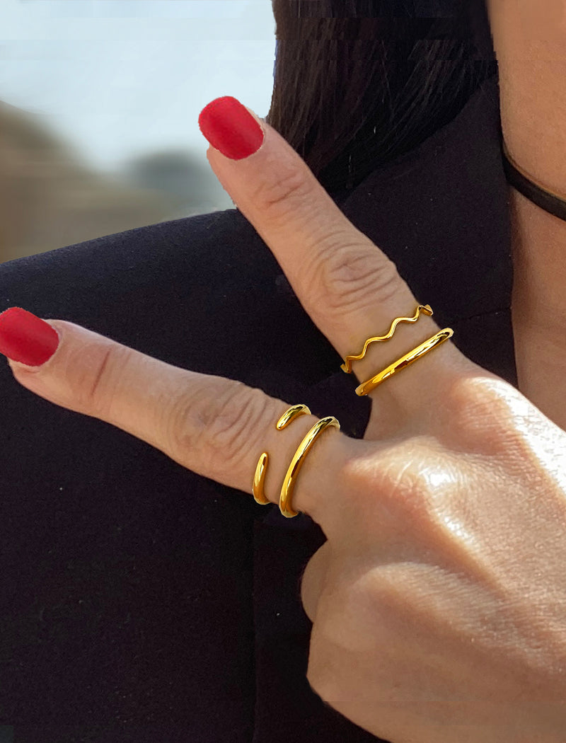 NOODLE Wavy Stacking Ring | 18K Gold Over Sterling Silver