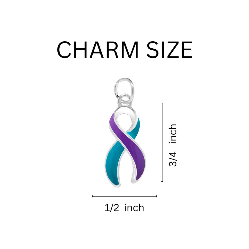 Suicide Awareness Teal & Purple Ribbon Bracelets