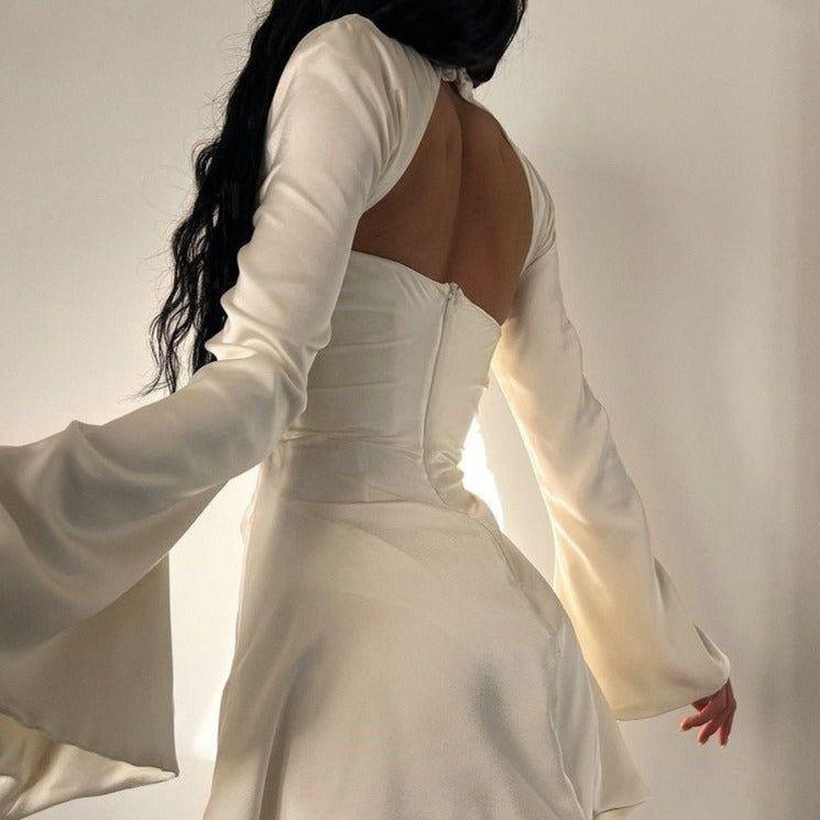 Swan Backless Halter Mini Dress