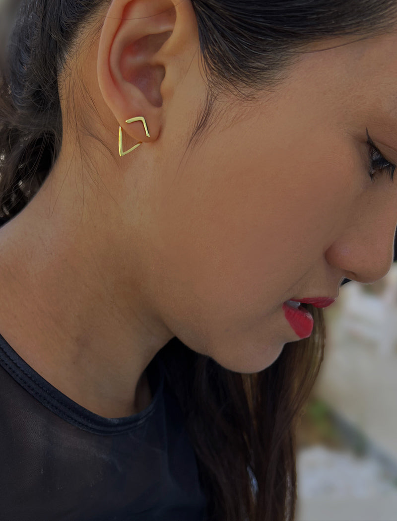 TRILL 2-Way Wishbone Stud Earrings | 18K Gold Over Sterling Silver