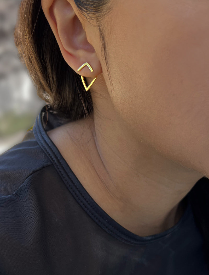 TRILL 2-Way Wishbone Stud Earrings | 18K Gold & Sterling Silver