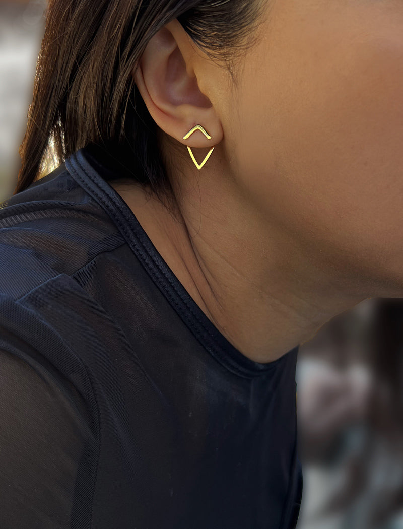 TRILL 2-Way Wishbone Stud Earrings | 18K Gold Over Sterling Silver