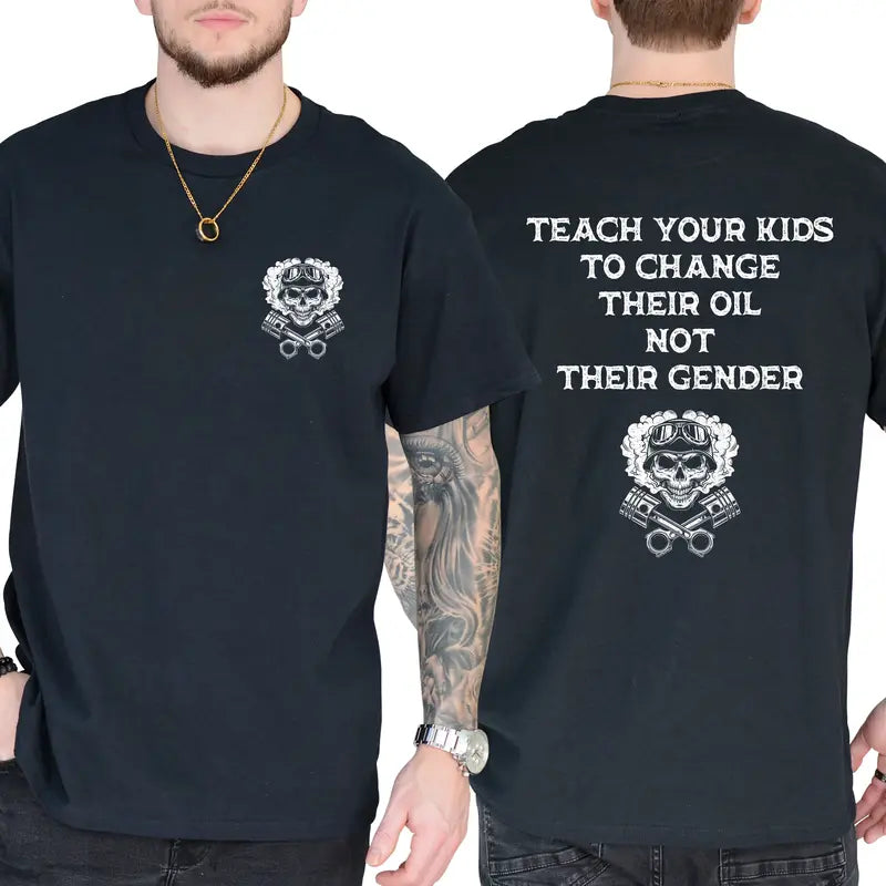 Teach Your Kids Life Skills Graphic Tee – Bold Statement Cotton Short Sleeve Casual Shirt for Men