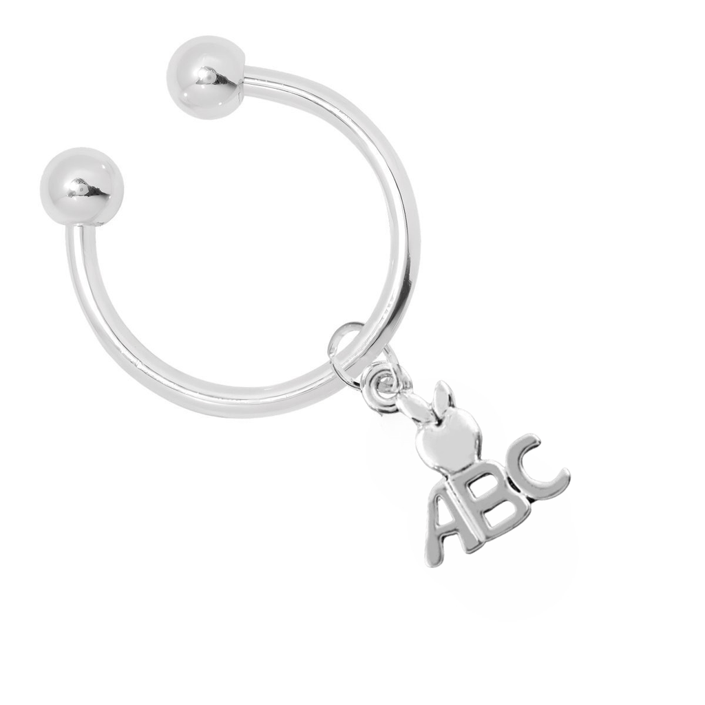 Teachers ABC Letter with Apple Charm Key Chain