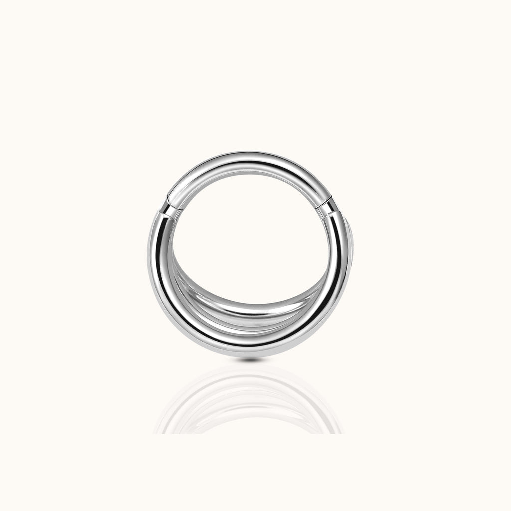 Triple Circle Geometric Clicker Titanium Hinged Hoop Earring