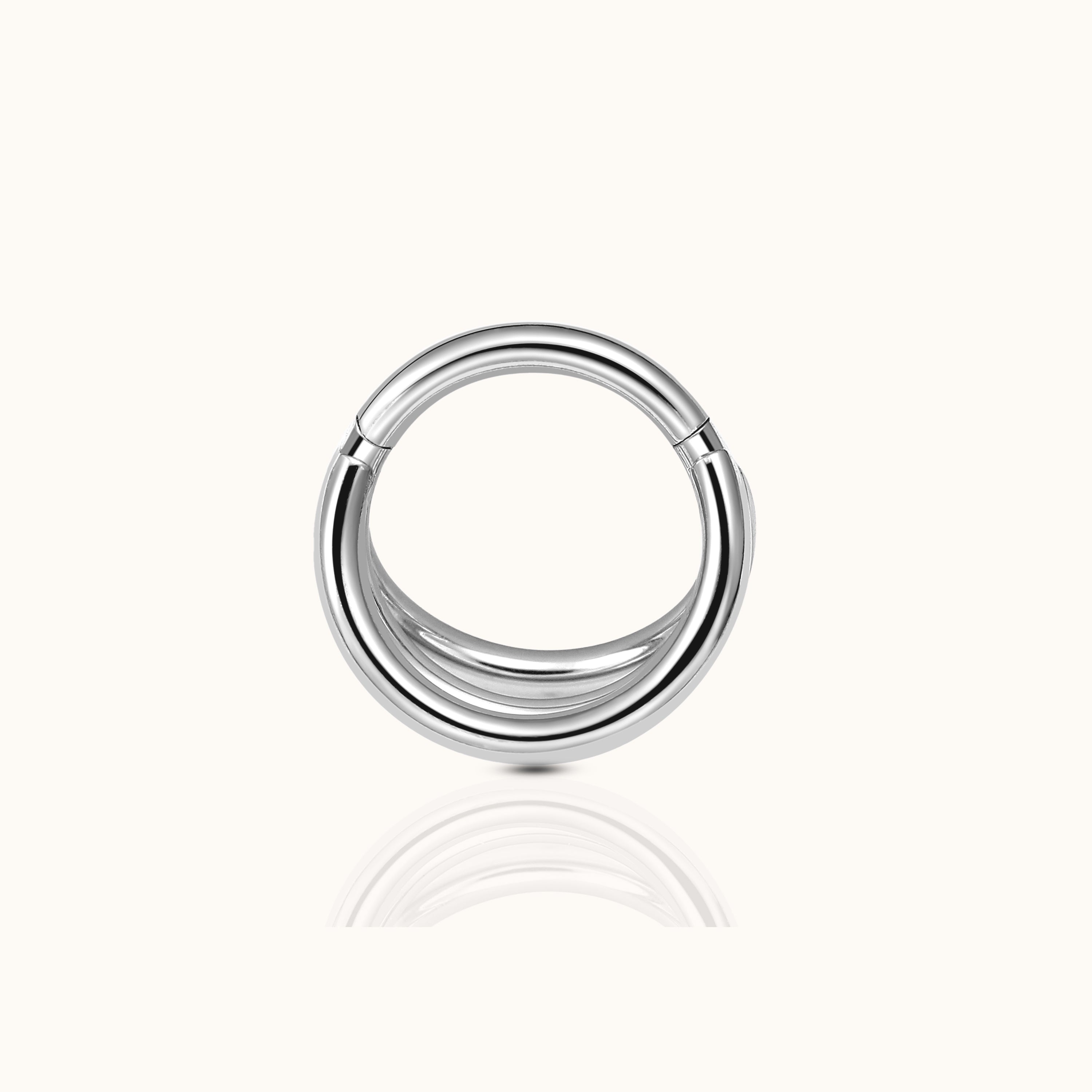 Triple Circle Geometric Clicker Titanium Hinged Hoop Earring
