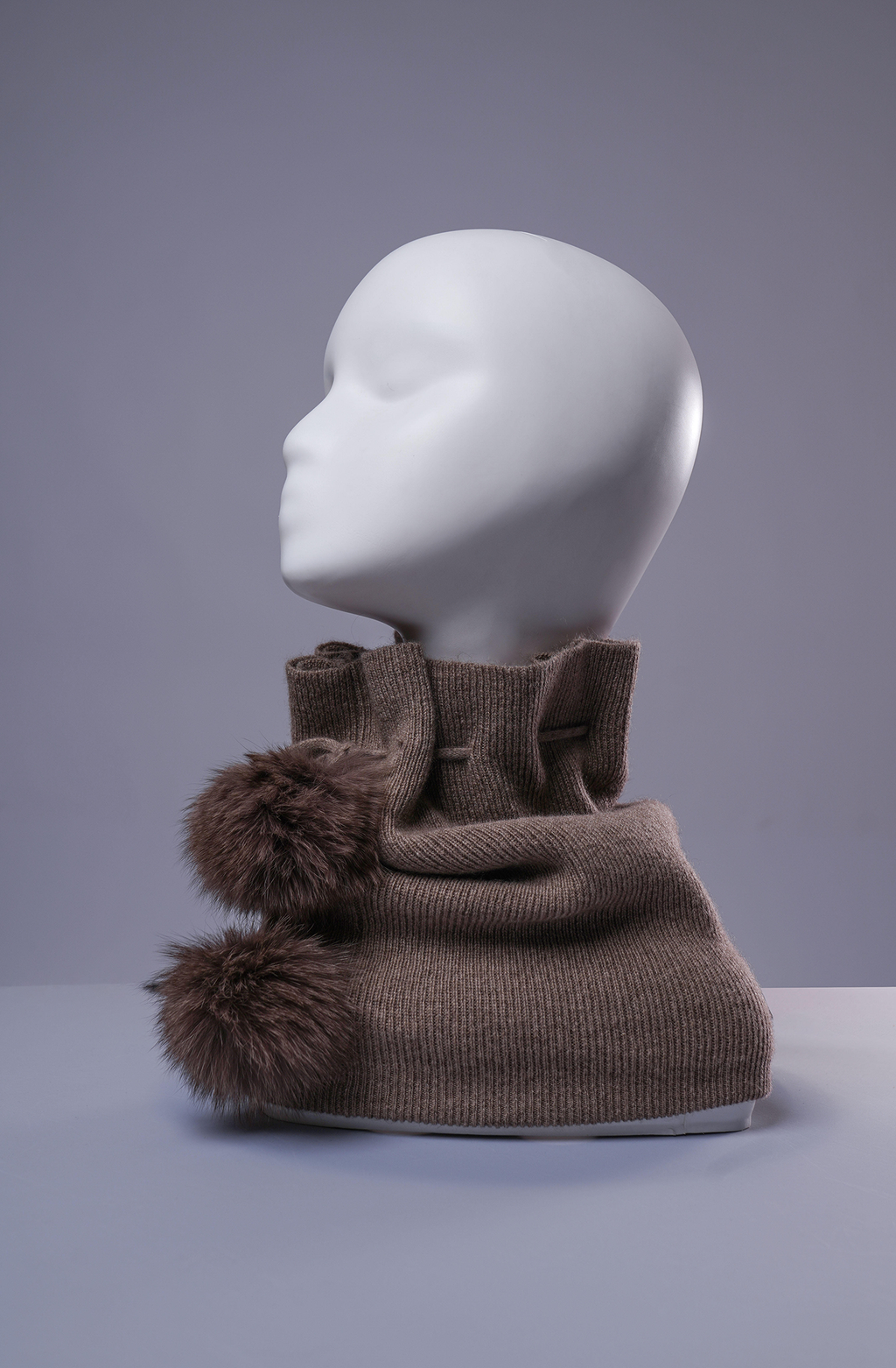 Darkhan: Neck Warmer and Hat in One - Pure Mongolian Cashmere and Fur