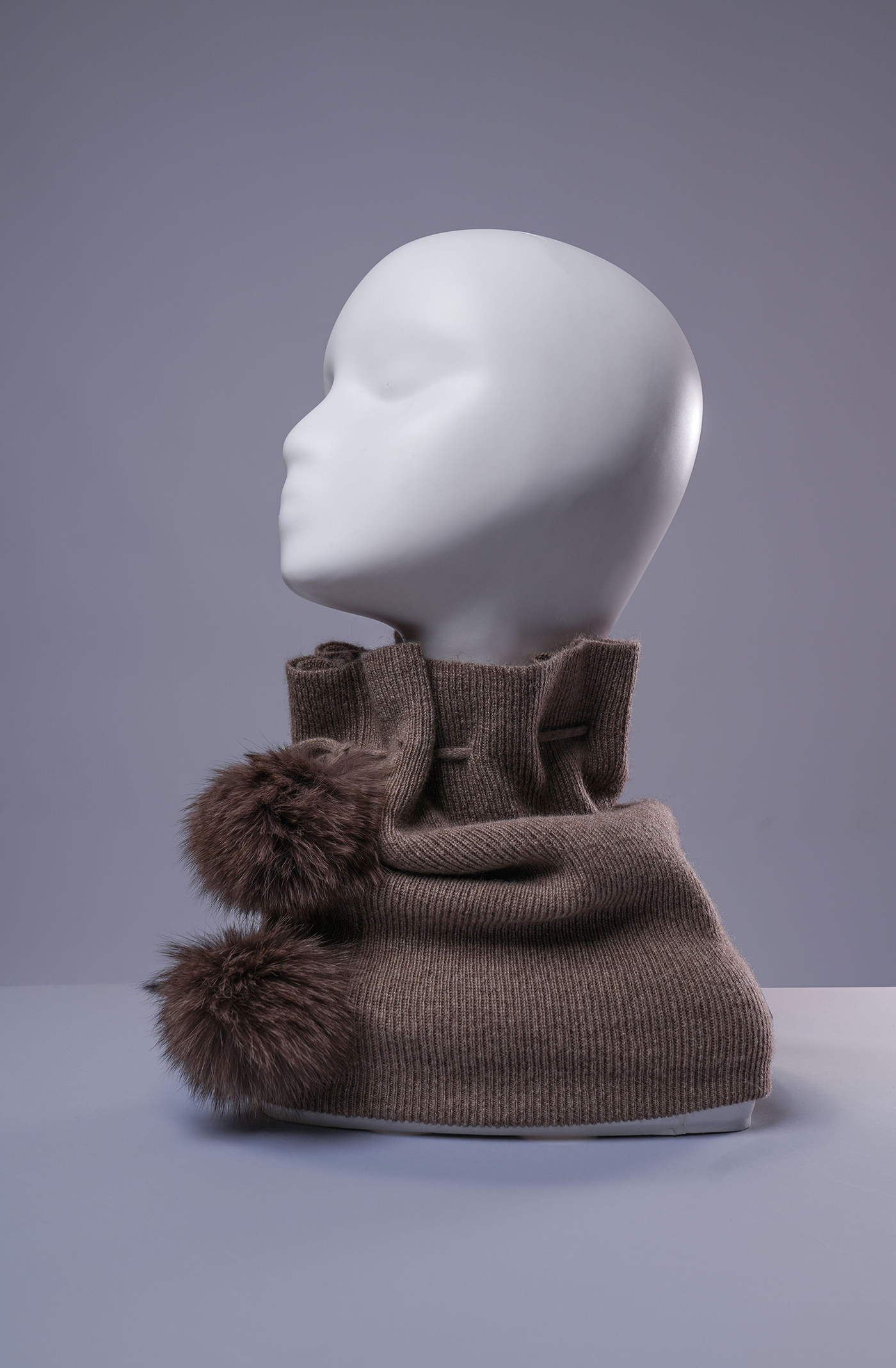 Darkhan: Neck Warmer and Hat in One - Pure Mongolian Cashmere and Fur
