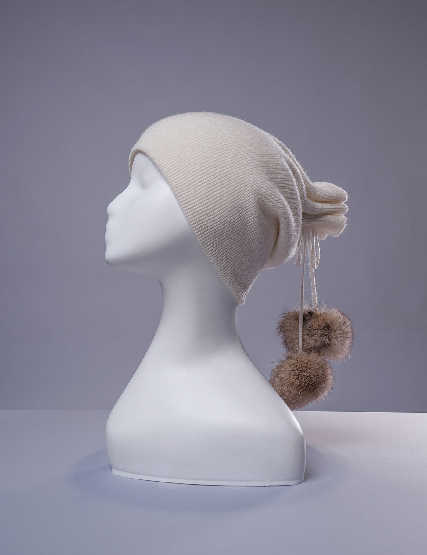 Darkhan: Neck Warmer and Hat in One - Pure Mongolian Cashmere and Fur