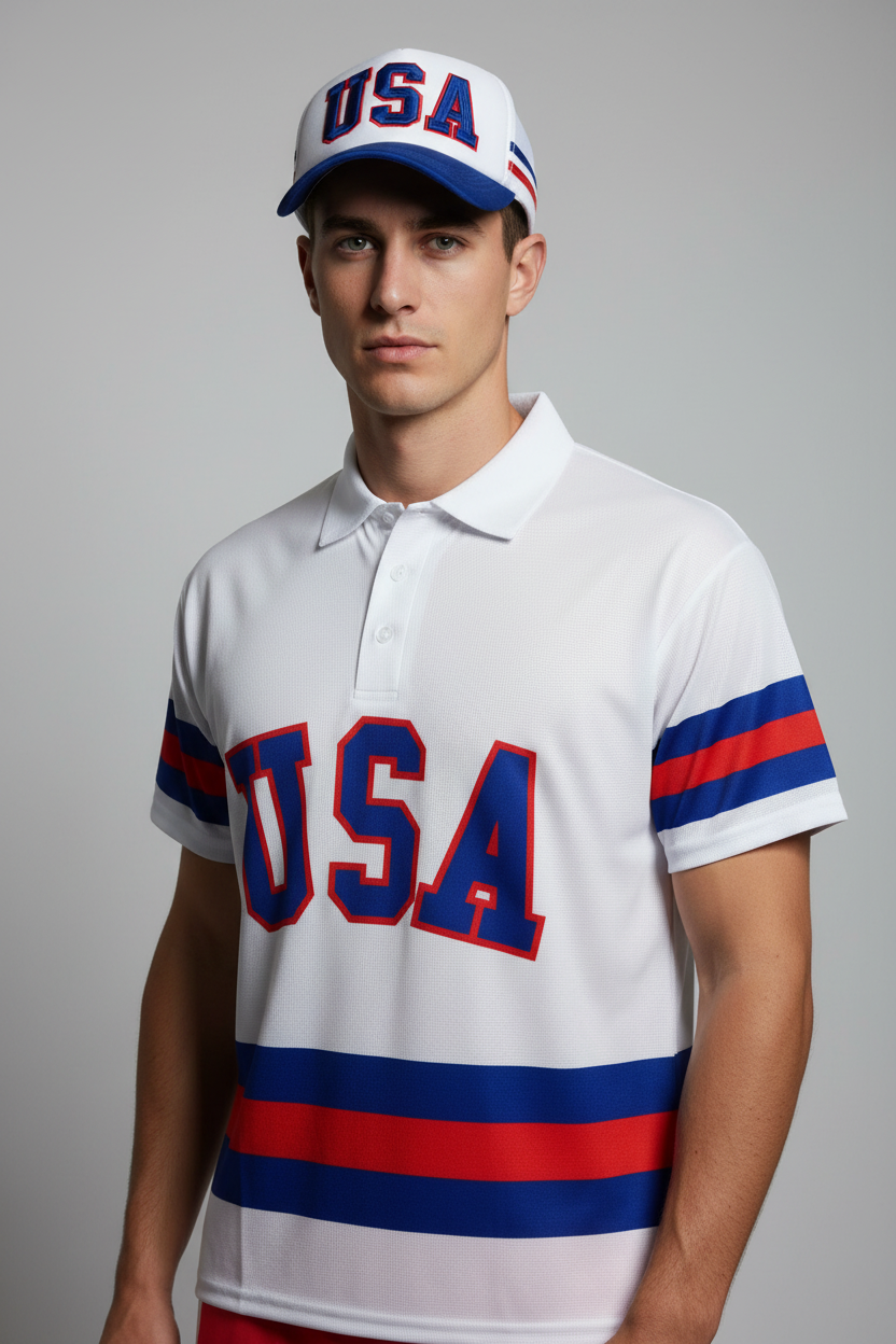 USA Hockey Adult Miracle on Ice 1980 Team Jersey Authentic White Polo