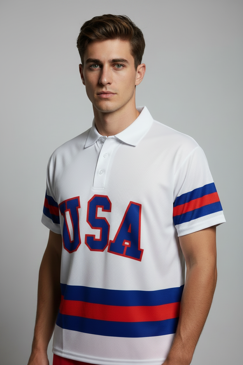 USA Hockey Adult Miracle on Ice 1980 Team Jersey Authentic White Polo