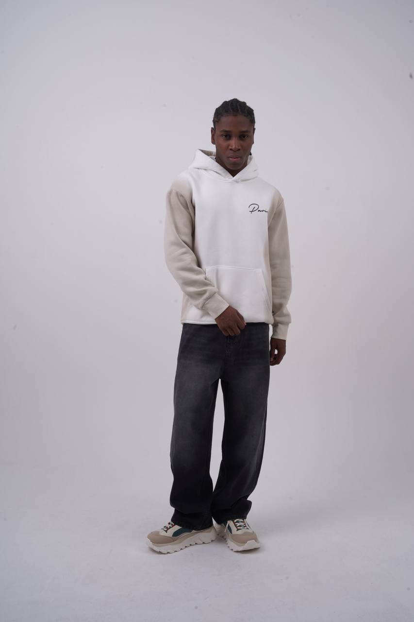 Unisex "Davis" Script Color Block Hoodie – Minimal Oversized Streetwear