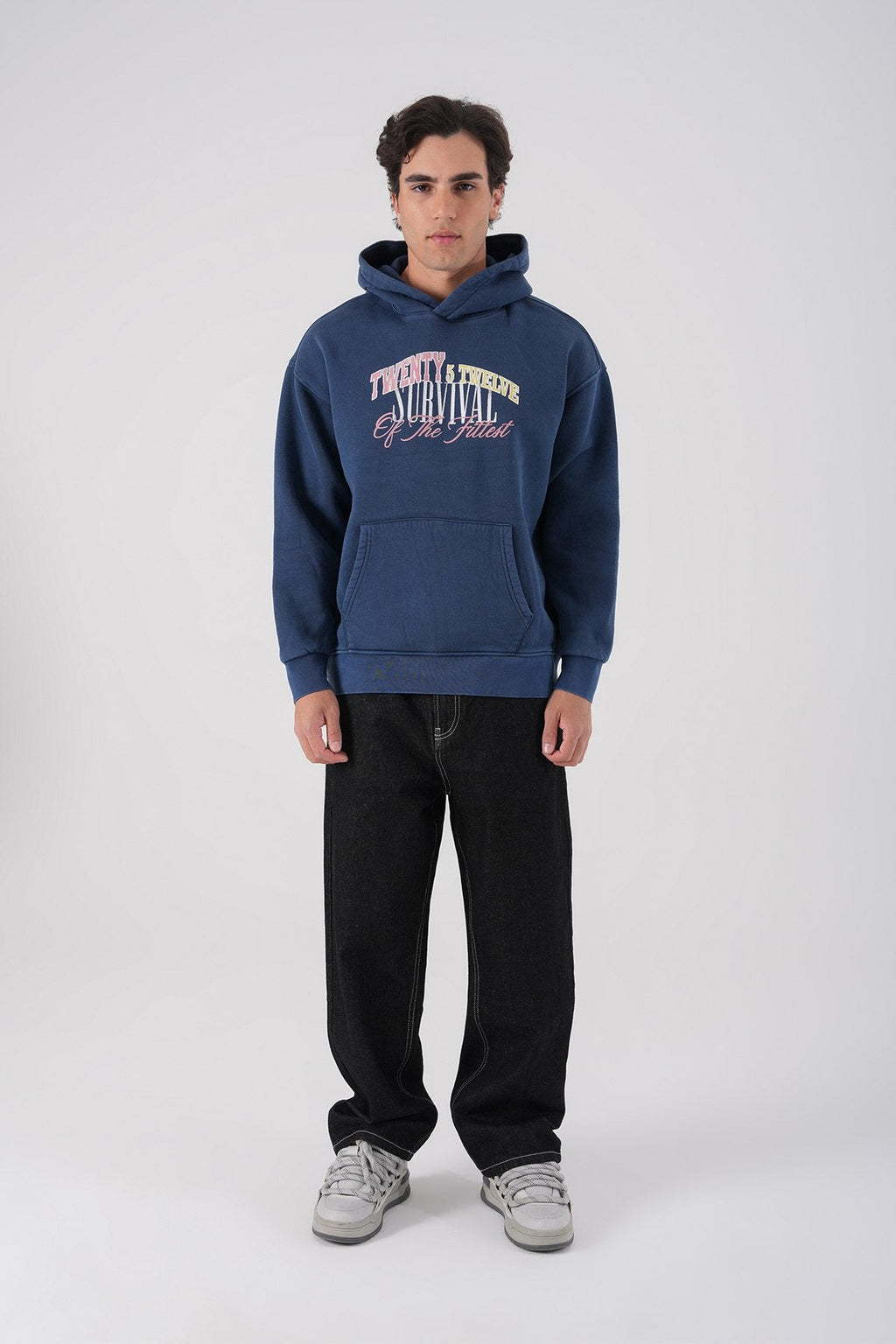 Unisex Washed Graphic Hoodie – "Survival of the Fittest" Print