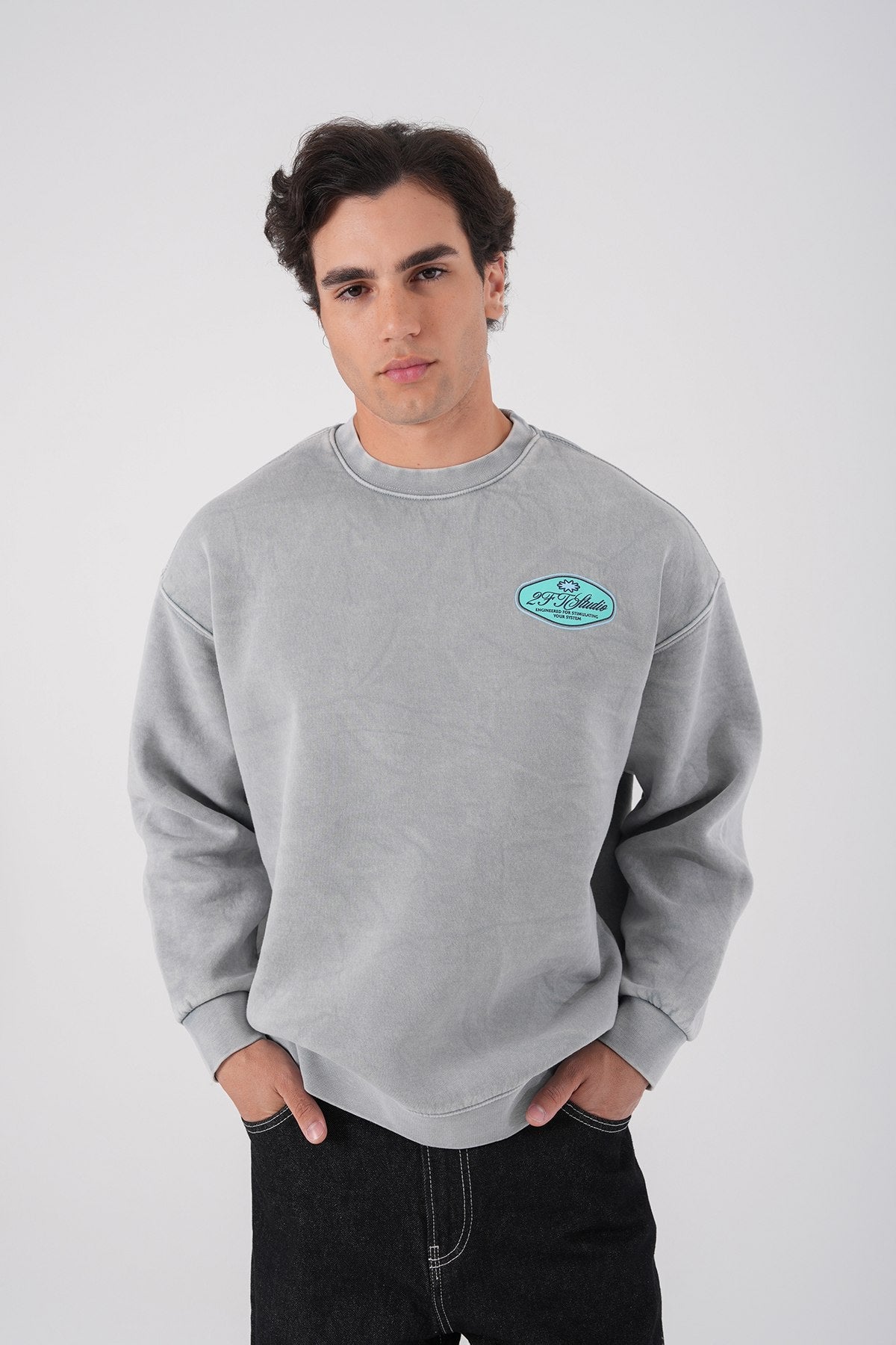 Unisex Washed Graphic Sweatshirt – "Reasonable" Back Print