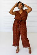 Leopard Sleeveless Jumpsuit in Sienna + Black