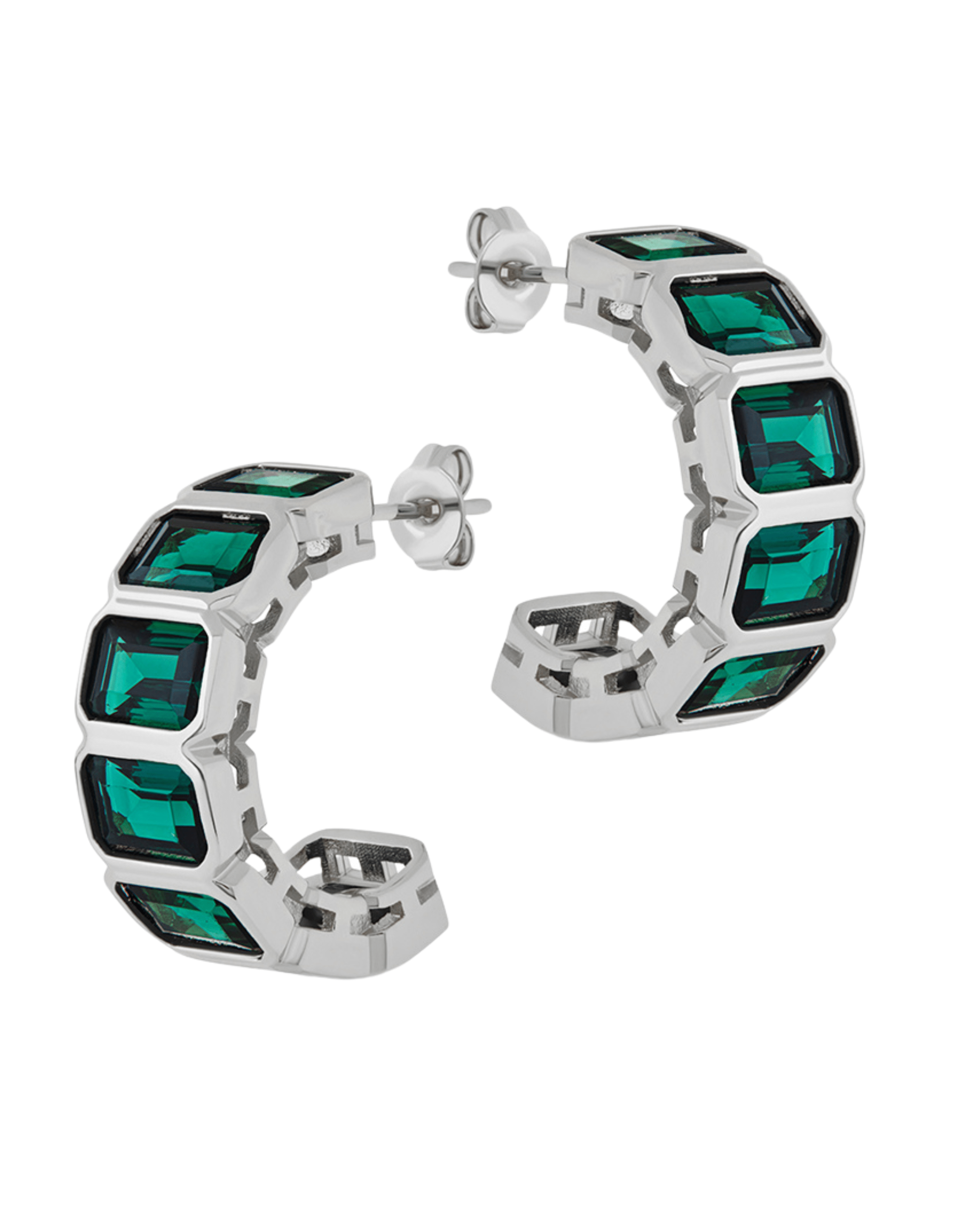 Nyssa Bezel CZ Station Hoop Earrings