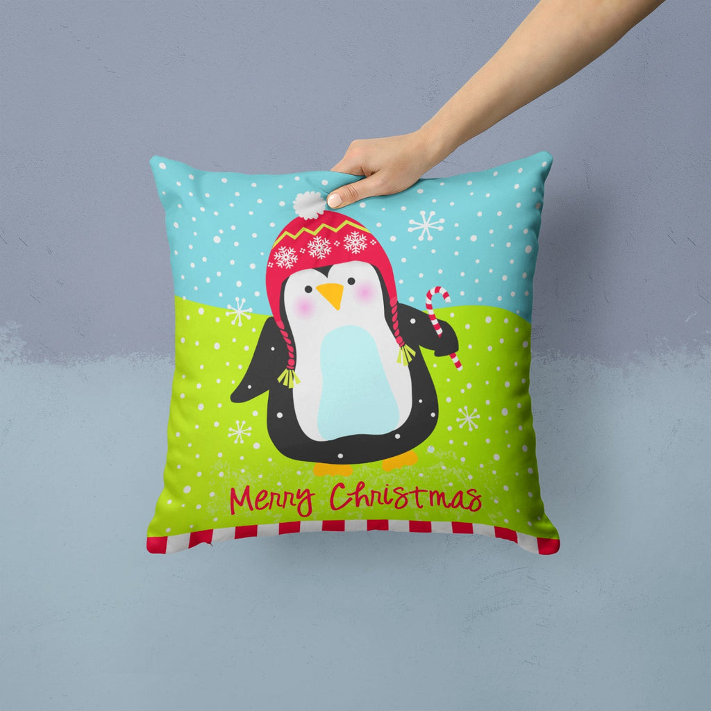 Merry Christmas Happy Penguin Throw Pillow - 14x14 Decorative Pillow – Art for Your Home & Patio VHA3015PW1414