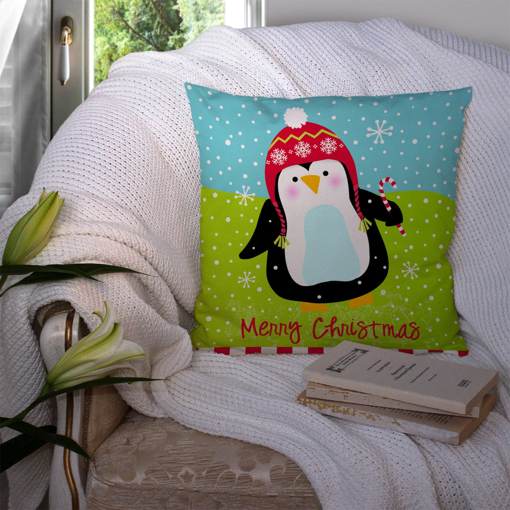 Merry Christmas Happy Penguin Throw Pillow - 14x14 Decorative Pillow – Art for Your Home & Patio VHA3015PW1414