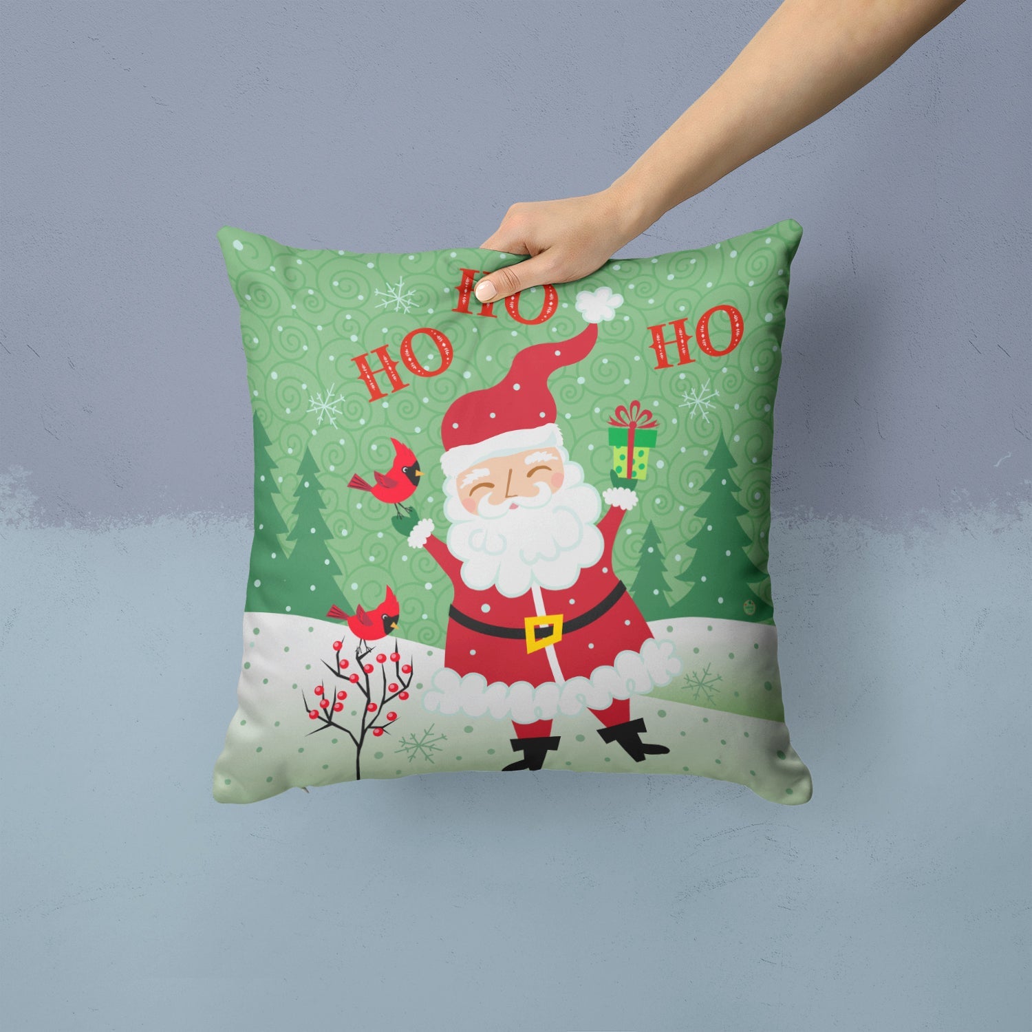 Merry Christmas Santa Claus Ho Ho Ho Throw Pillow - 14x14 Decorative Pillow – Art for Your Home & Patio VHA3016PW1414
