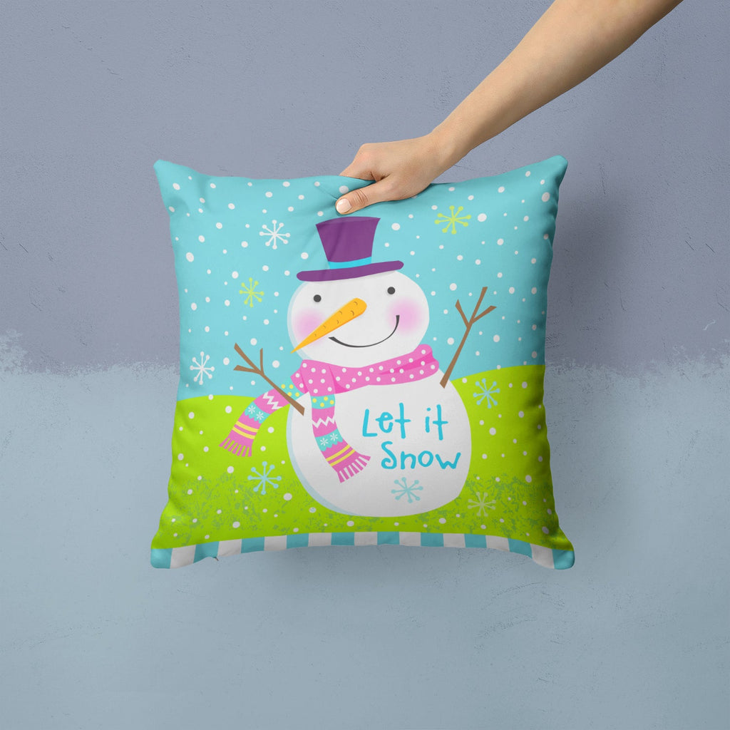 Christmas Snowman Let it Snow Throw Pillow - 14x14 Decorative Pillow – Art for Your Home & Patio VHA3017PW1414