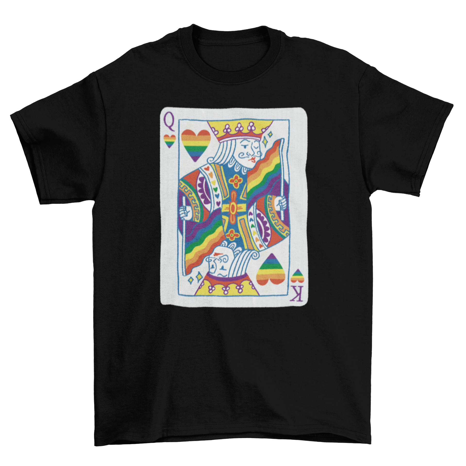Poker king card with LGBT pride flag t-shirt