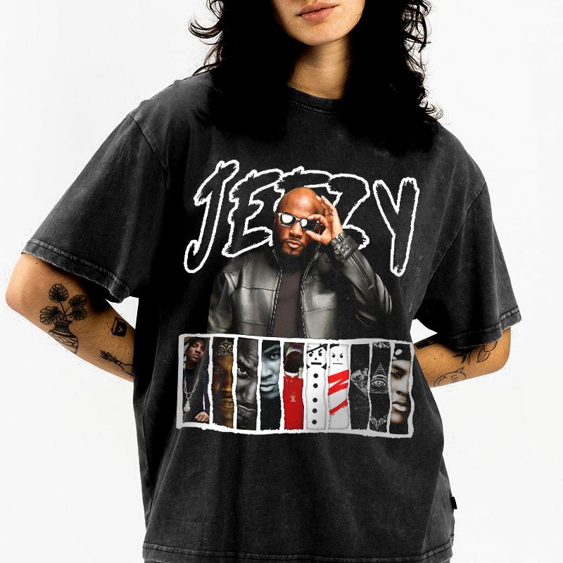 Vintage Music Wash Shirt – Retro Hip-Hop Graphic Tee, Unisex Cotton Gift for Music Lovers