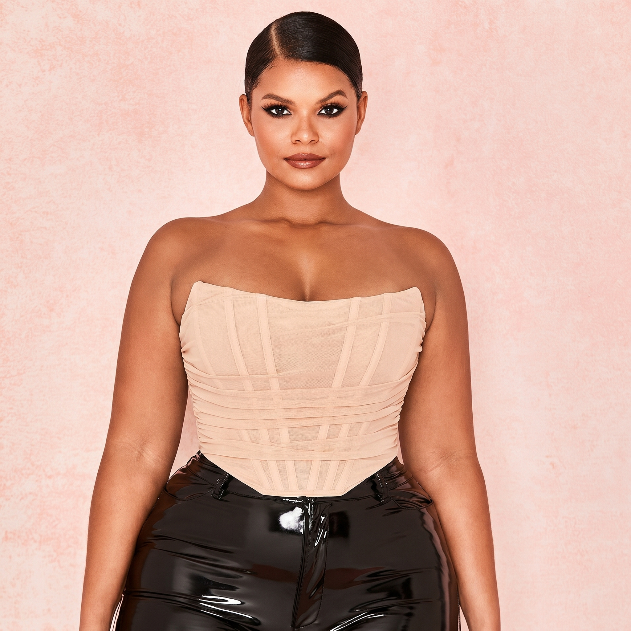 Voxy Mesh Corset Nude Crop Top