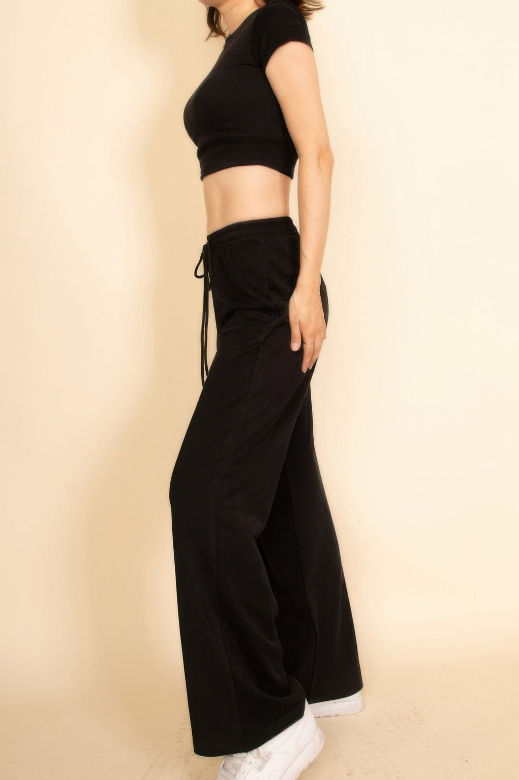 2-piece Crop Tee & Wide Leg Lounge Pants Set