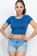 Ladies Casual Crop Top Shirt – Short Sleeve Round Neck Soft Comfortable Summer Top