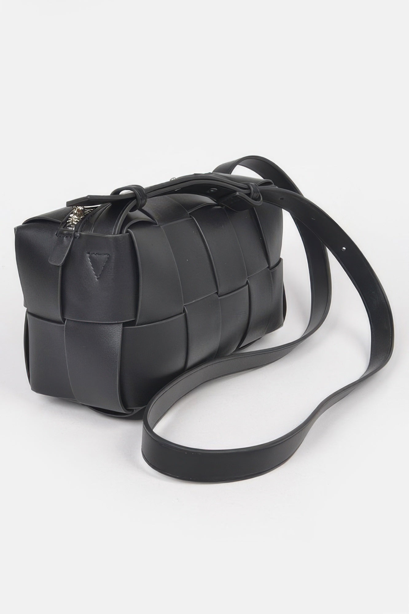 Faux Leather Braided Zip Bag