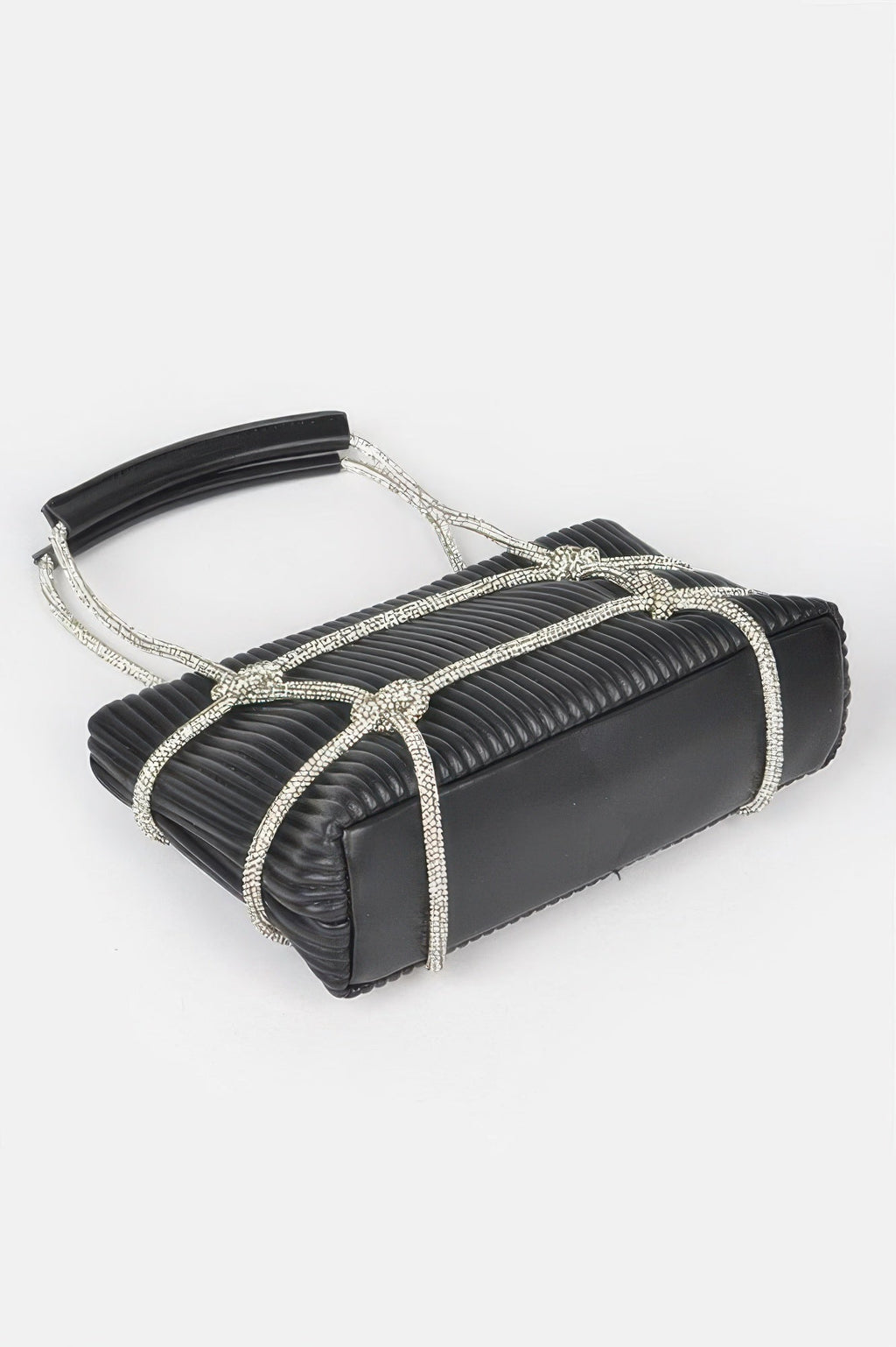 Rhinestone Strap Zip Clutch Bag