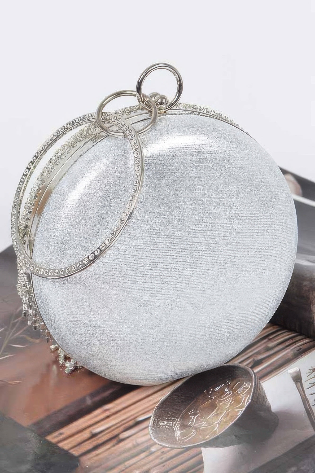 Rhinestone Fringe Round Party Bag