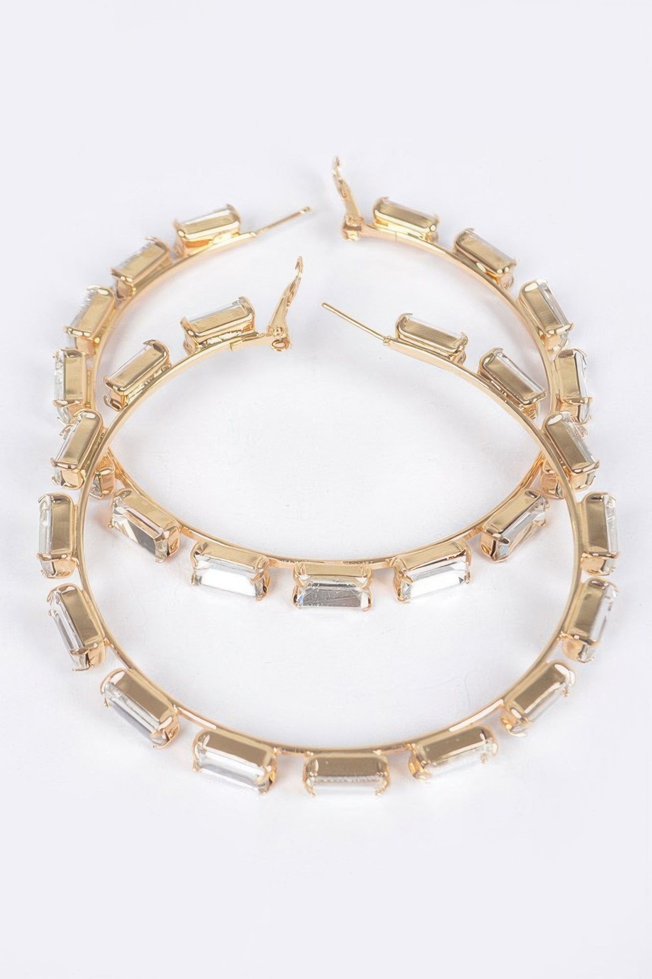Rectangle Rhinestone Hoop Earring