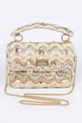 Faux Straw Flap Top Handle Bag