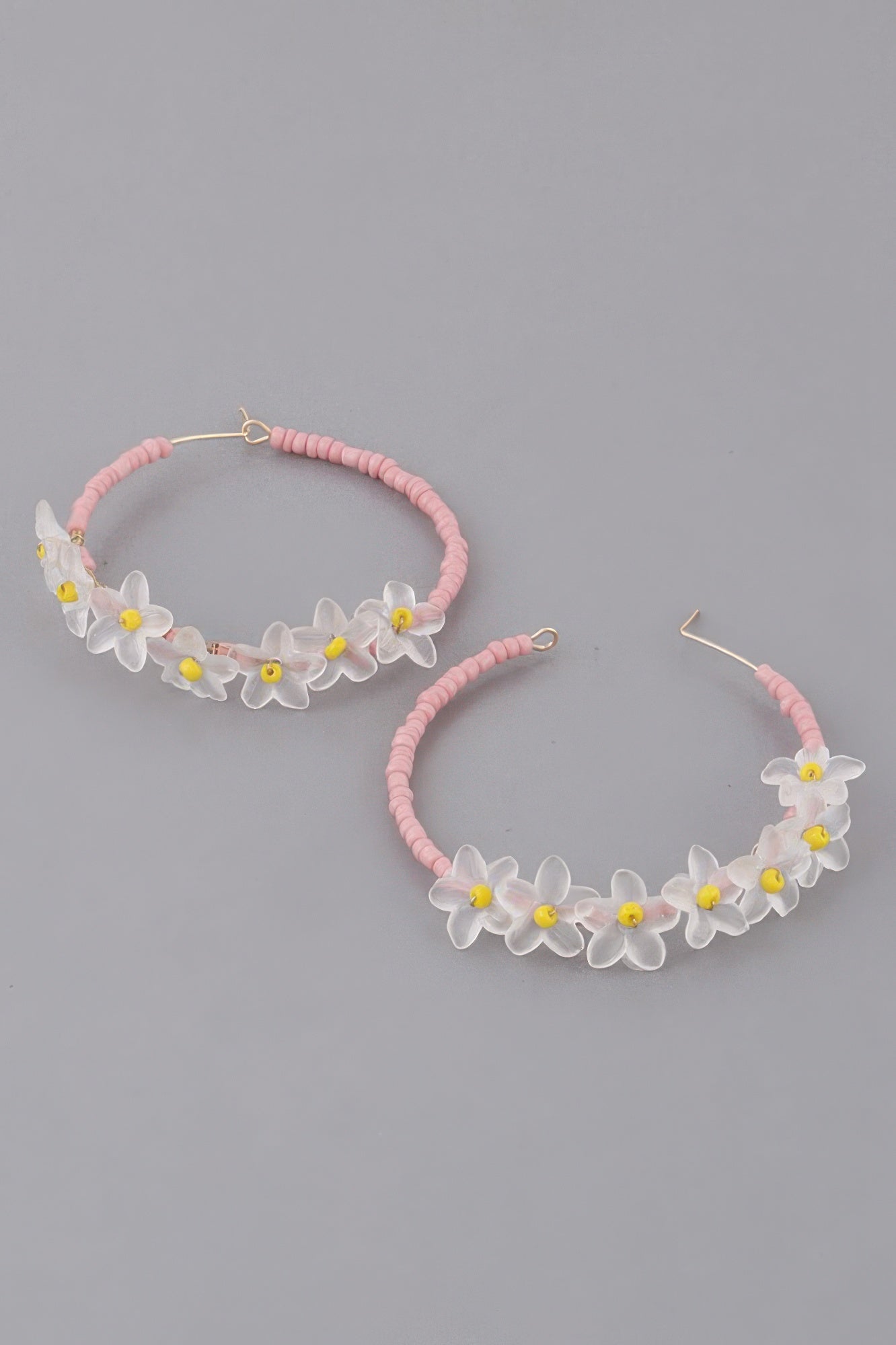 Beaded Flower Hoop Earrings