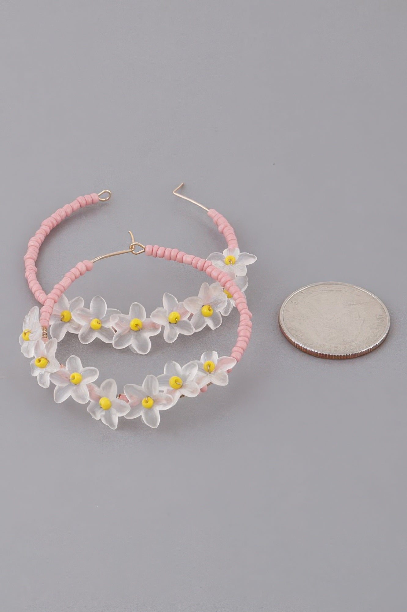 Beaded Flower Hoop Earrings