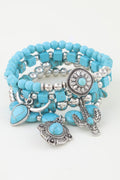 Multi Antique Charm Beaded Bracelet