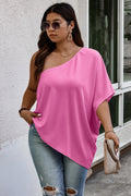 One Shoulder Solid Casual Loose Fit Shirt