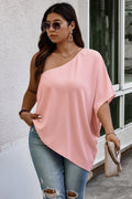 One Shoulder Solid Casual Loose Fit Shirt