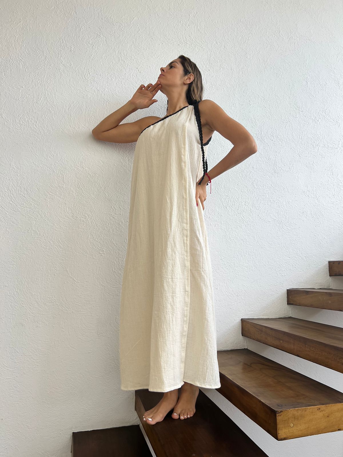 Handmade Boho One-Shoulder Maxi Beach Dress "GRECIA", by ALLE BOHO