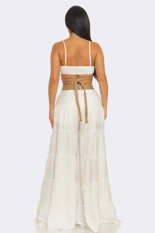 Tulum Raffia Bodice Jumpsuit- White
