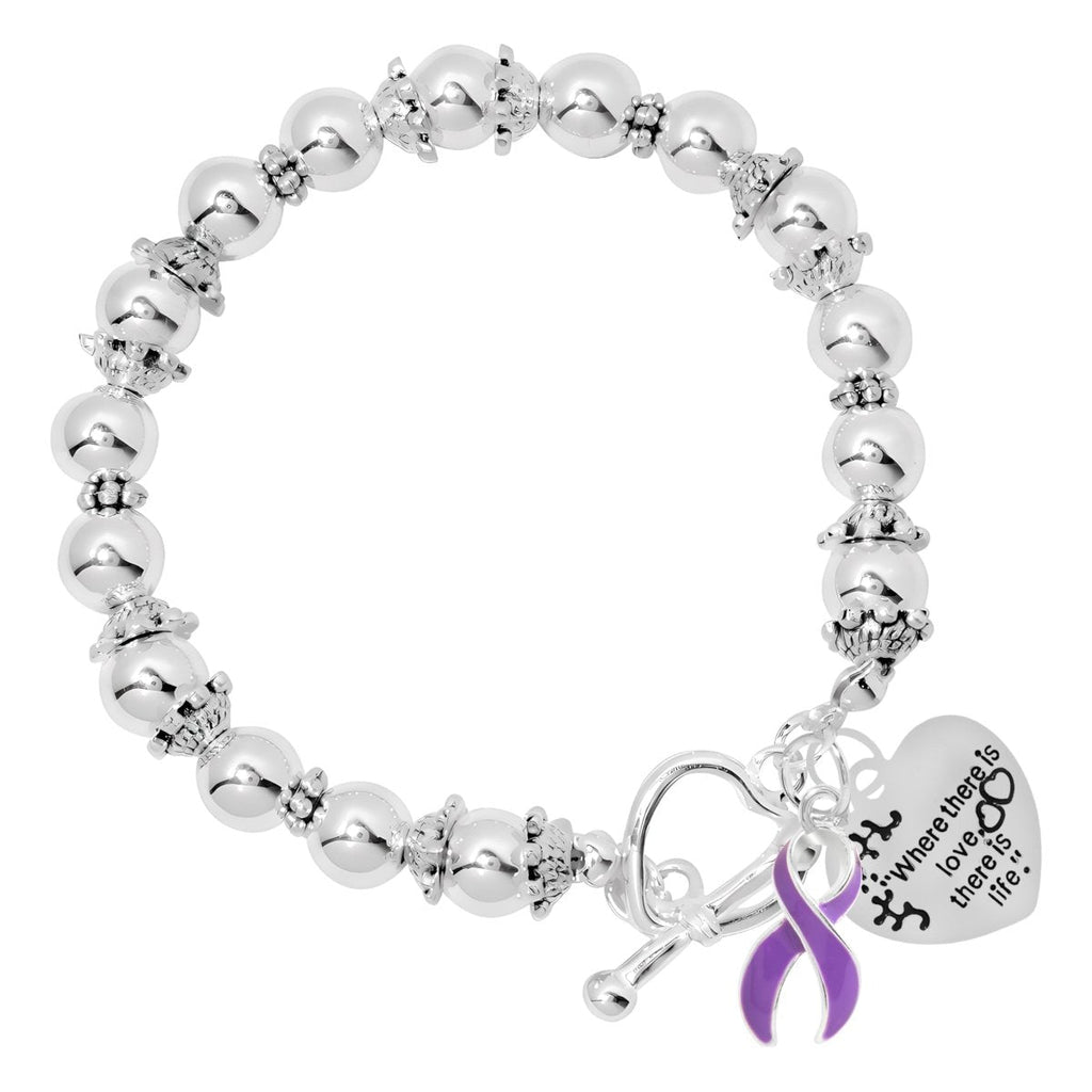 Where There is Love Purple Ribbon Bracelets