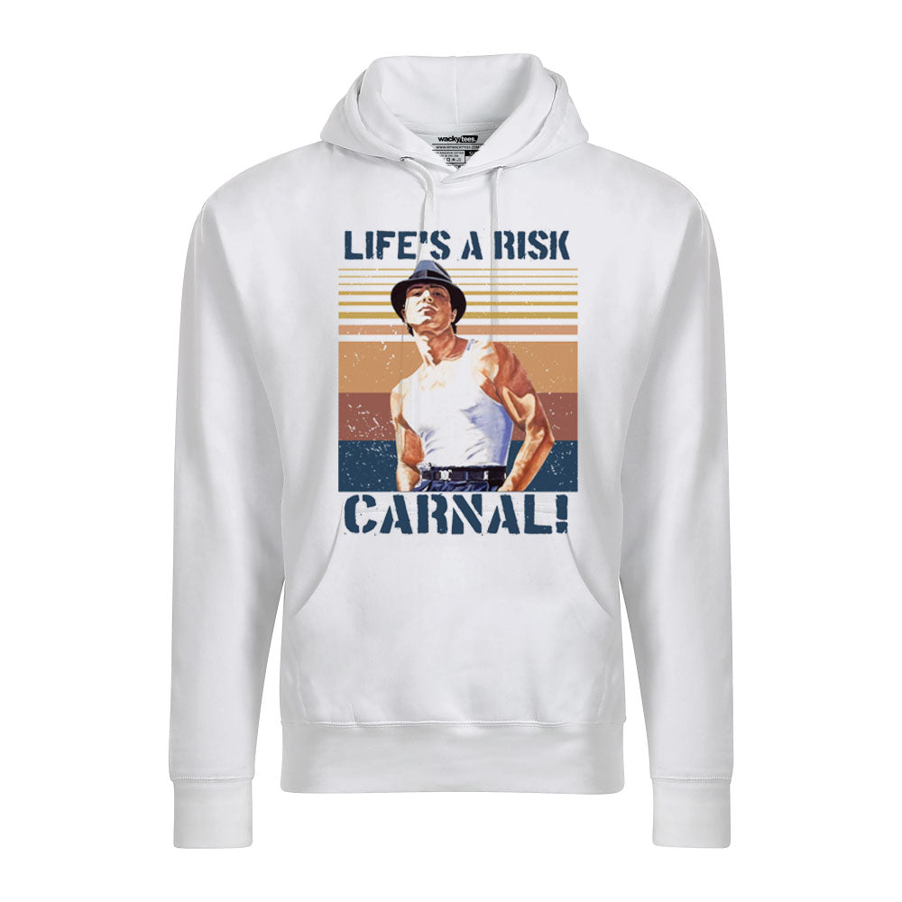 Lifes A Risk Carnal El Gallo Negro Blood In Blood Out Vatos Locos Graphic Tee Shirt