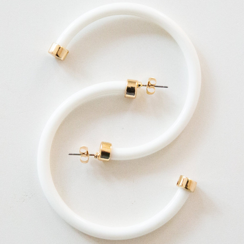 White Hoop Earrings